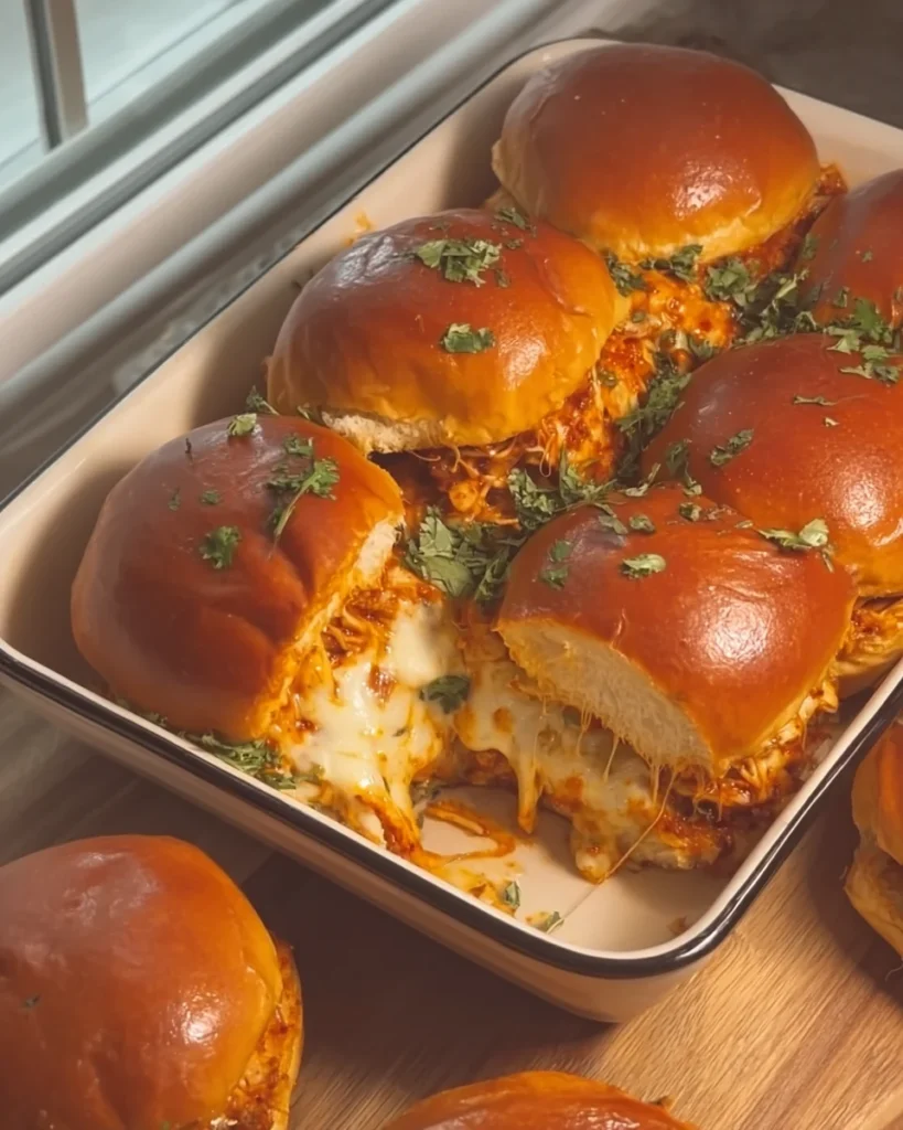 Cheesy Honey Sriracha Chicken Sliders