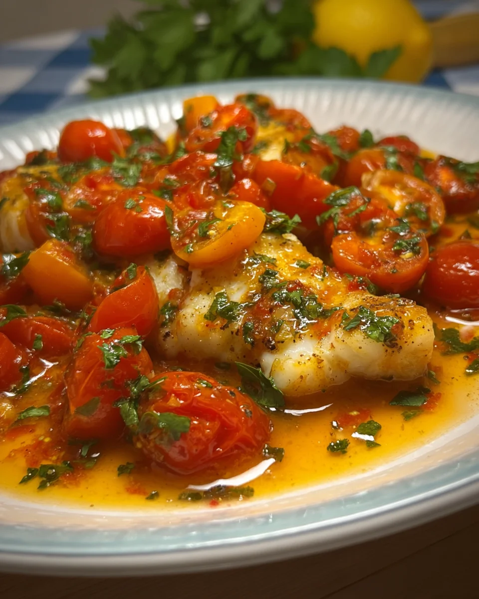 Cod Fillets with Cherry Tomato Sauce