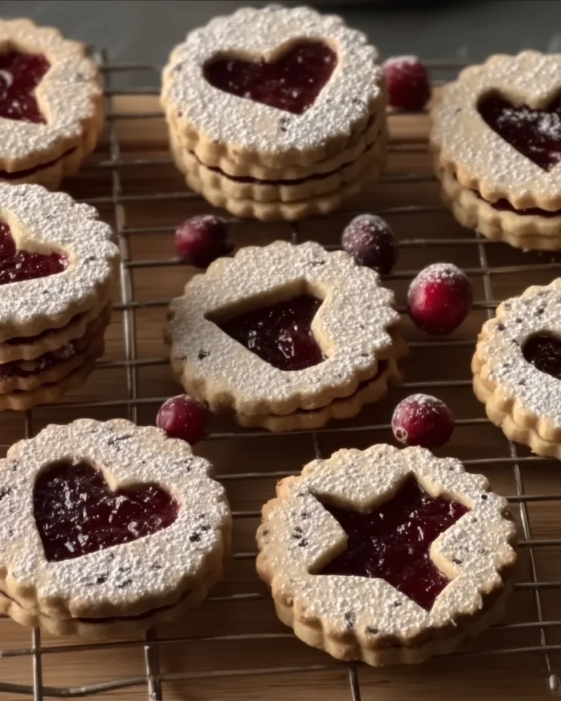 Cranberry Linzer Cookies