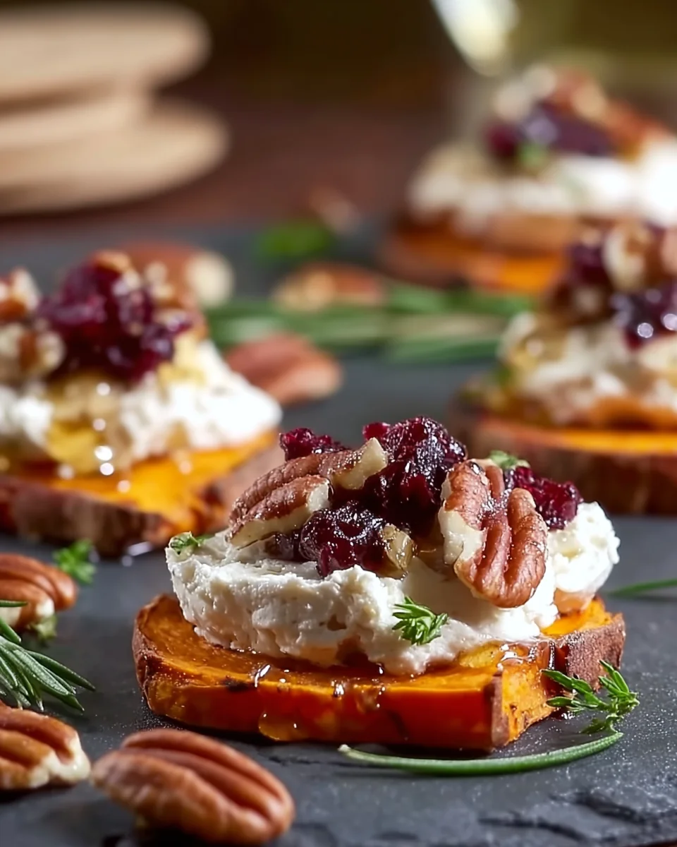 Cranberry, Pecan, Goat Cheese, Sweet Potato Bites