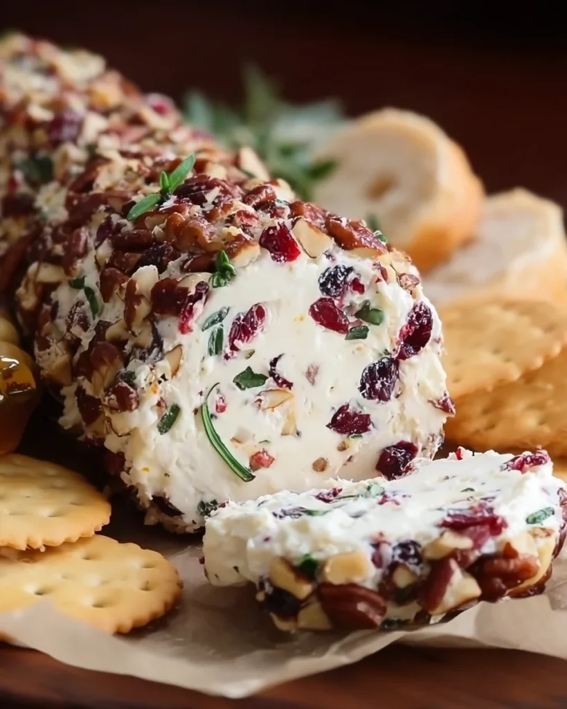 Cranberry, Pecan and Cheese Log