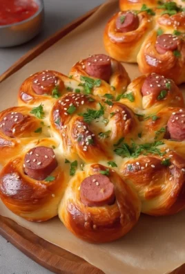 Flower Buns with Cheese and Sausage