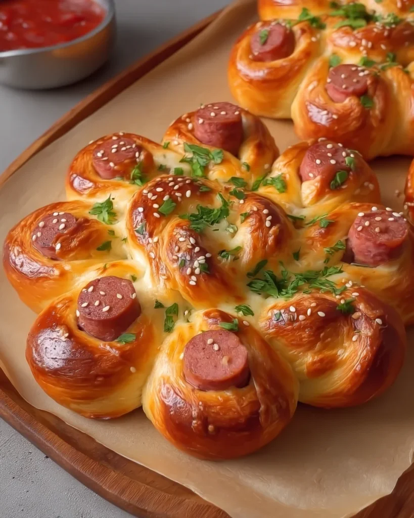 Flower Buns with Cheese and Sausage