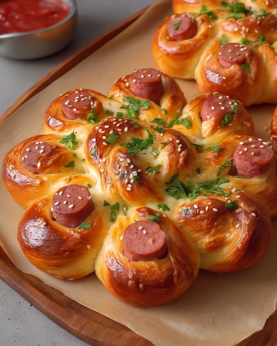 Flower Buns with Cheese and Sausage