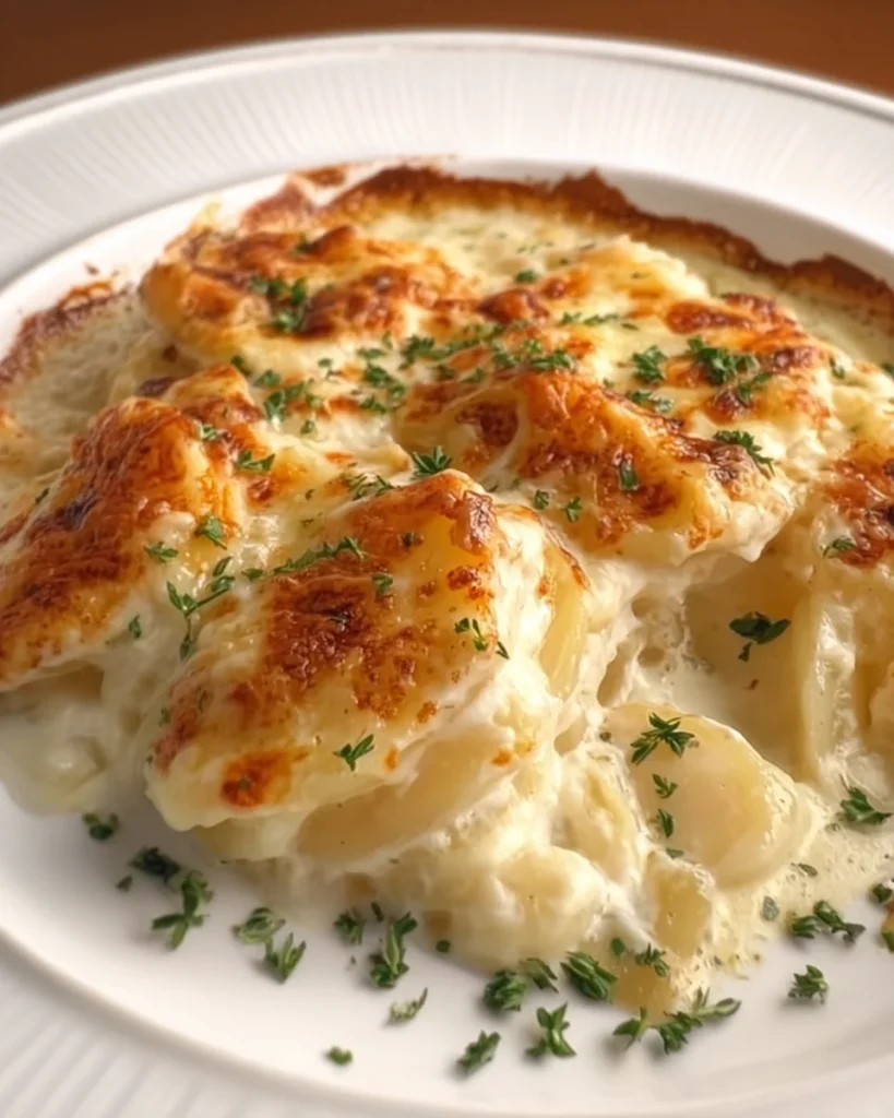 Roasted Garlic Potatoes au Gratin