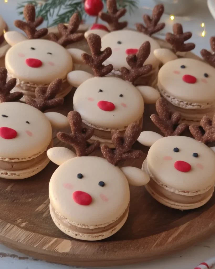 christmas reindeer macarons