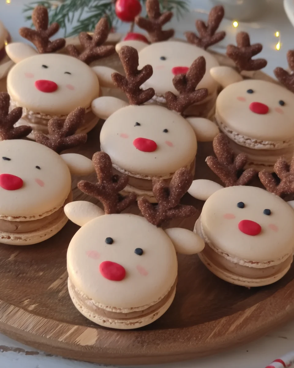 christmas reindeer macarons