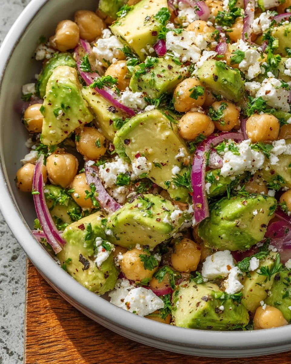 Chickpea Feta Avocado Salad