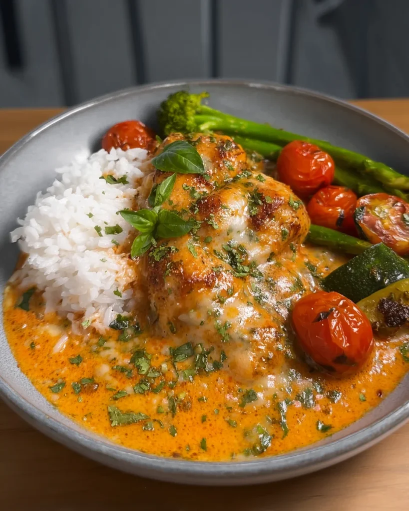 Creamy Red Pesto Oven Baked Chicken