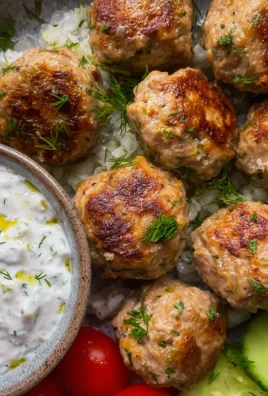 GREEK TURKEY MEATBALLS with HOMEMADE TZATZIKI