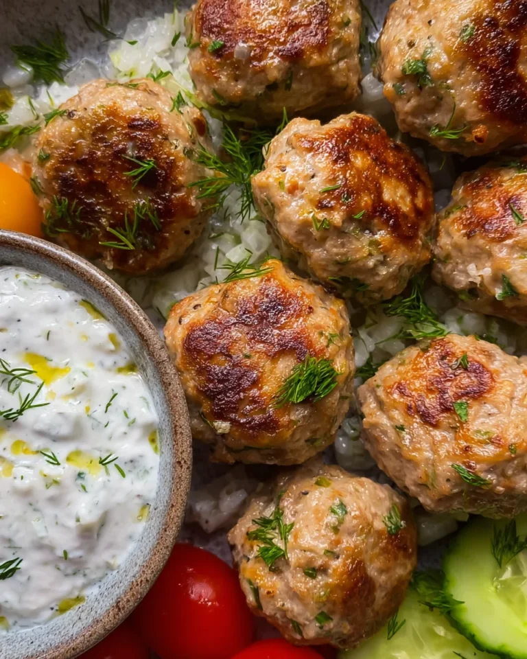 GREEK TURKEY MEATBALLS with HOMEMADE TZATZIKI
