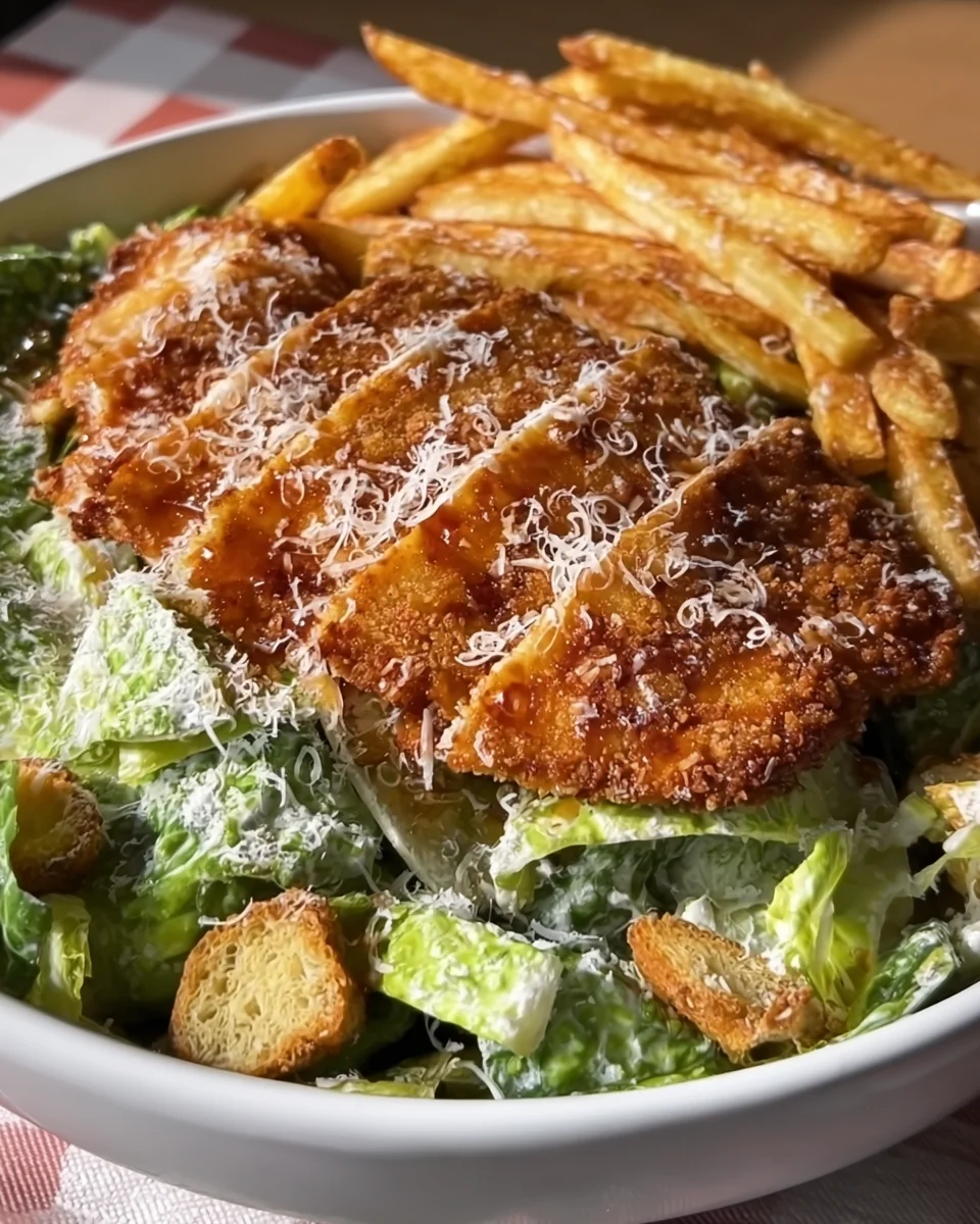 Hot Honey Crispy Chicken Caesar Salad & Fries