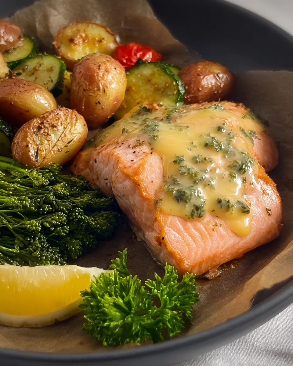Sheet Pan Baked Salmon with Lemon Sauce
