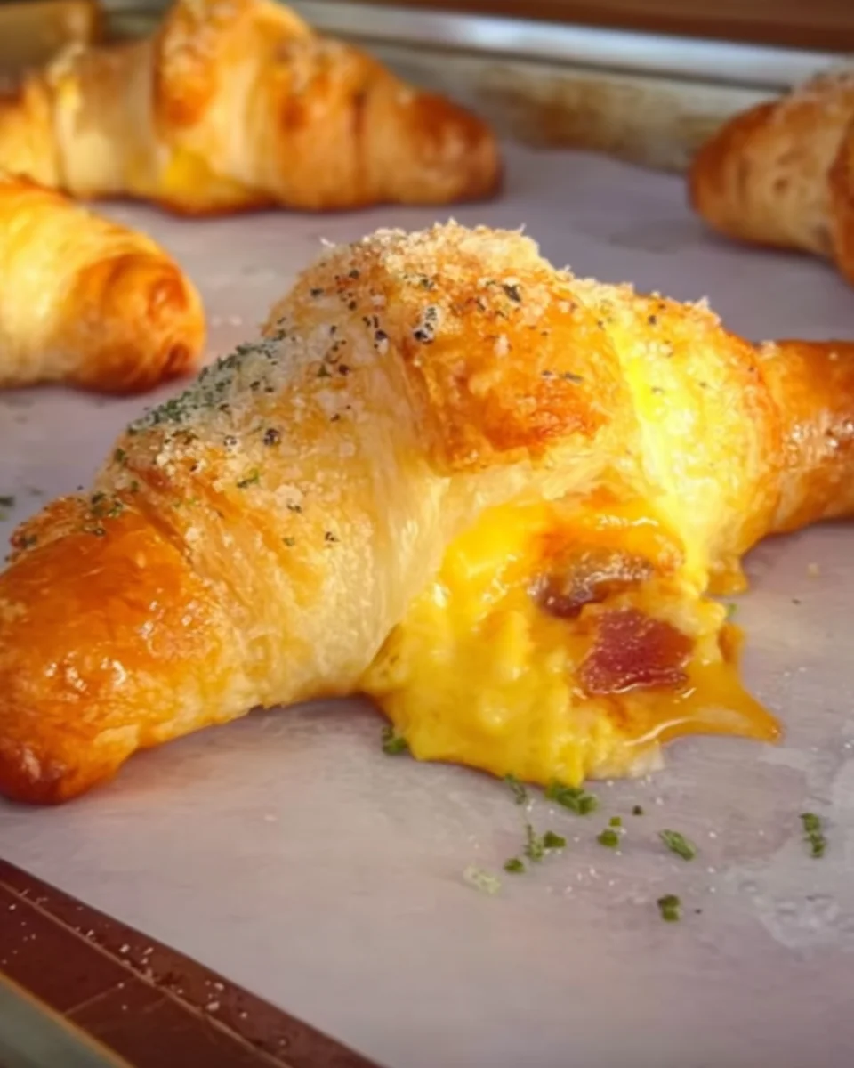 Bacon Egg & Cheese Garlic Parm Croissants