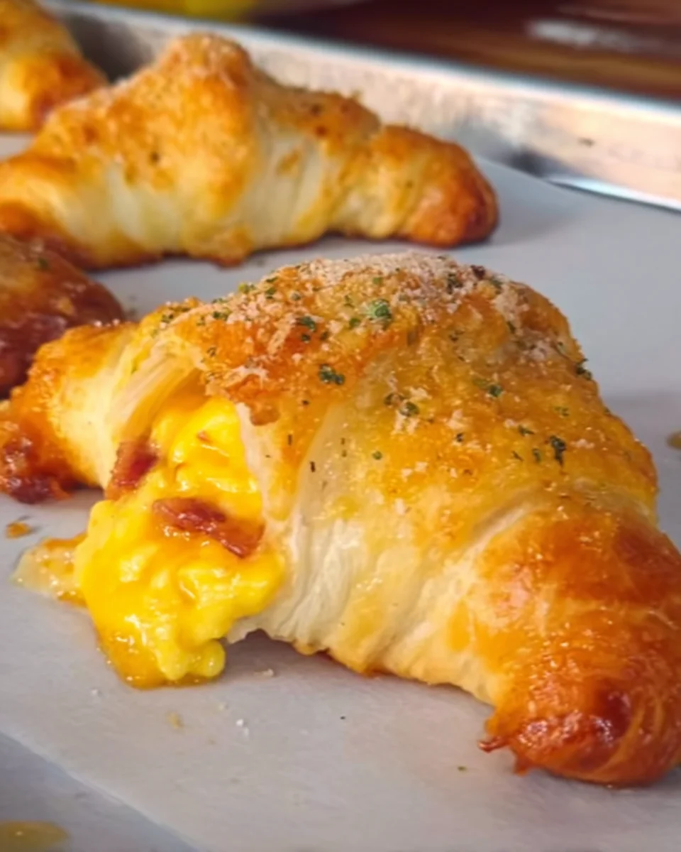 Bacon Egg & Cheese Garlic Parm Croissants