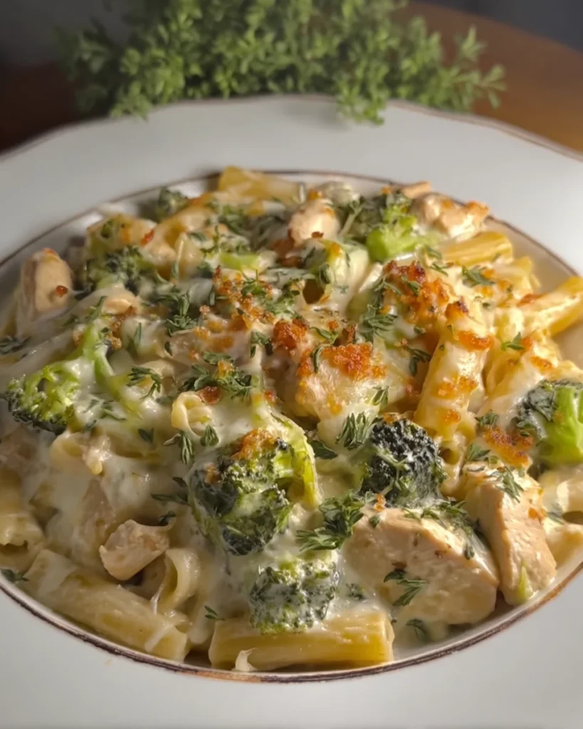 Cheesy Chicken Alfredo Broccoli Bake