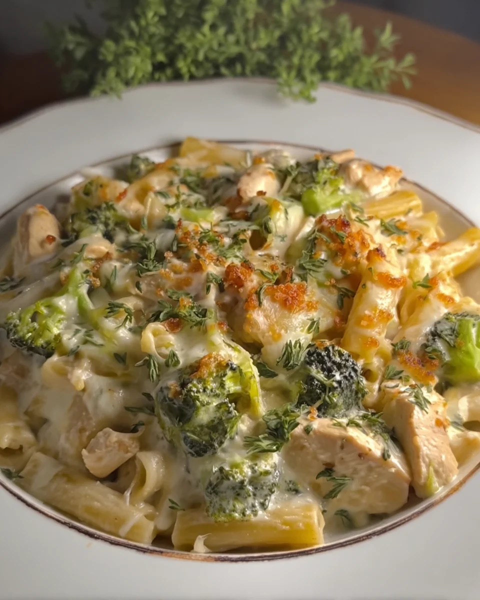 Cheesy Chicken Alfredo Broccoli Bake