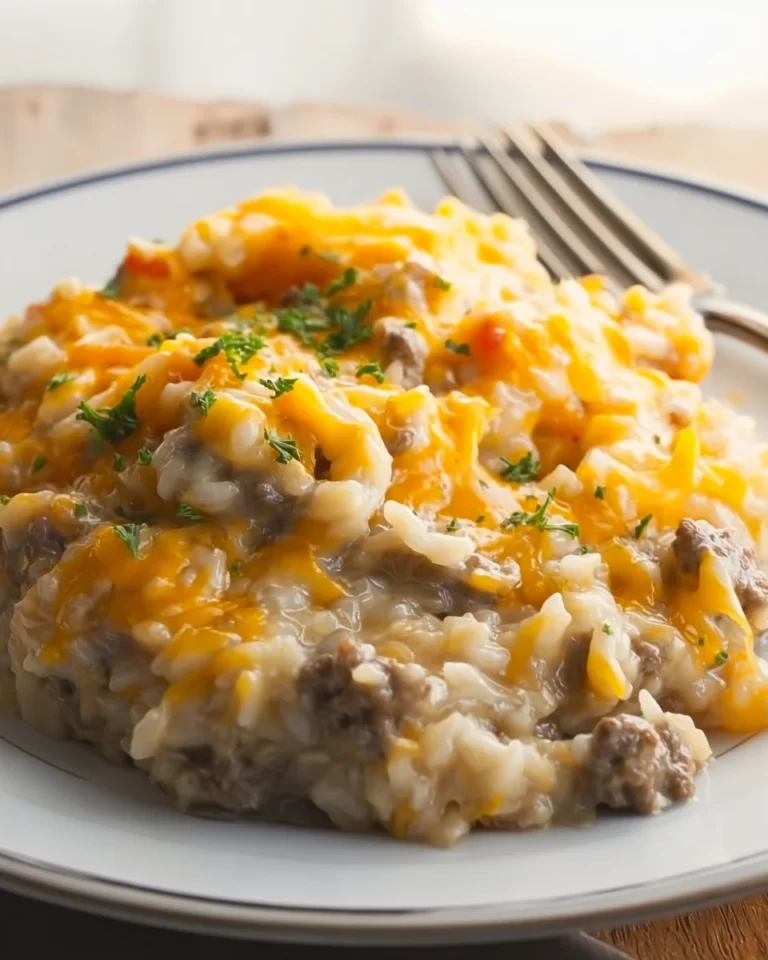 Cheesy Ground Beef and Rice Casserole