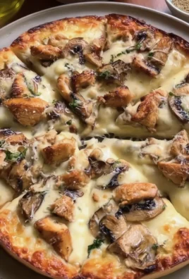 Chicken & mushroom Alfredo pizza