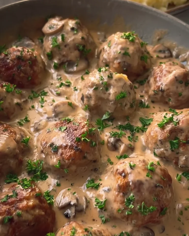 Creamy Turkey Meatballs with Mushroom Sauce
