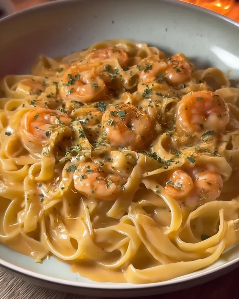 Creamy garlic butter prawn pasta