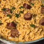 Creamy, Spicy Garlic Noodles with Sausage
