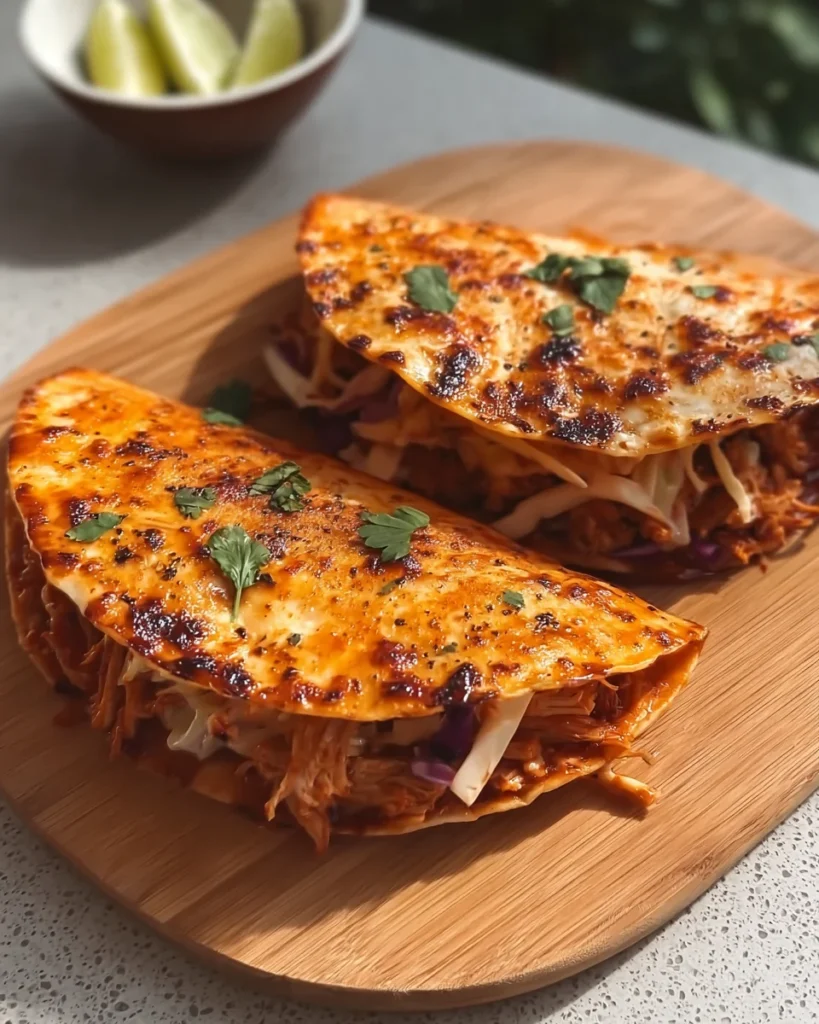 Garlic Honey BBQ Pulled Chicken Tacos