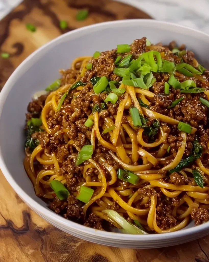 Ground Beef Mongolian Noodles