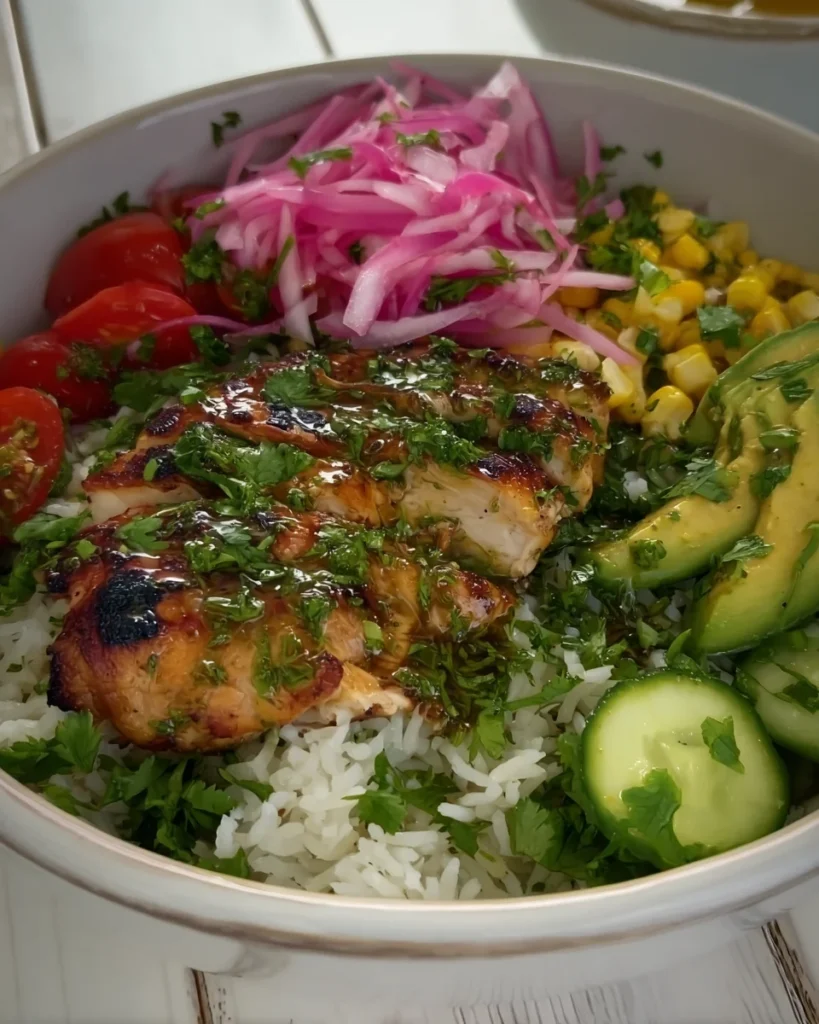 honey lime cilantro chicken & rice bowls