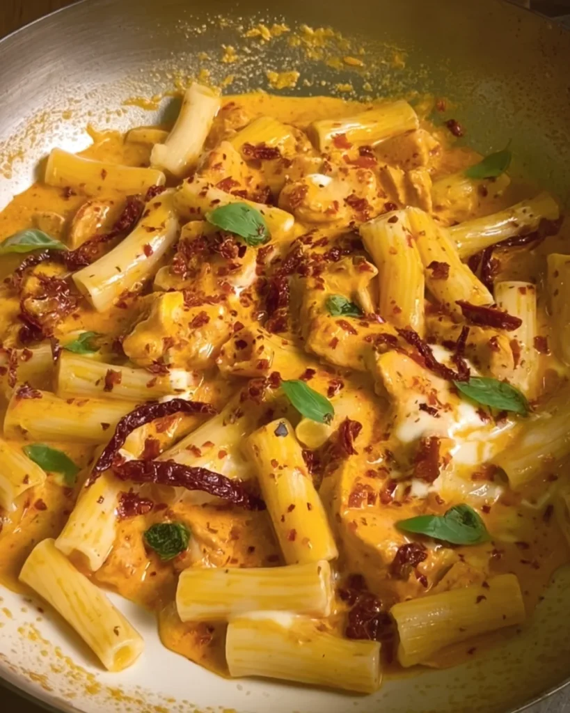 spicy chicken and mozzarella pasta