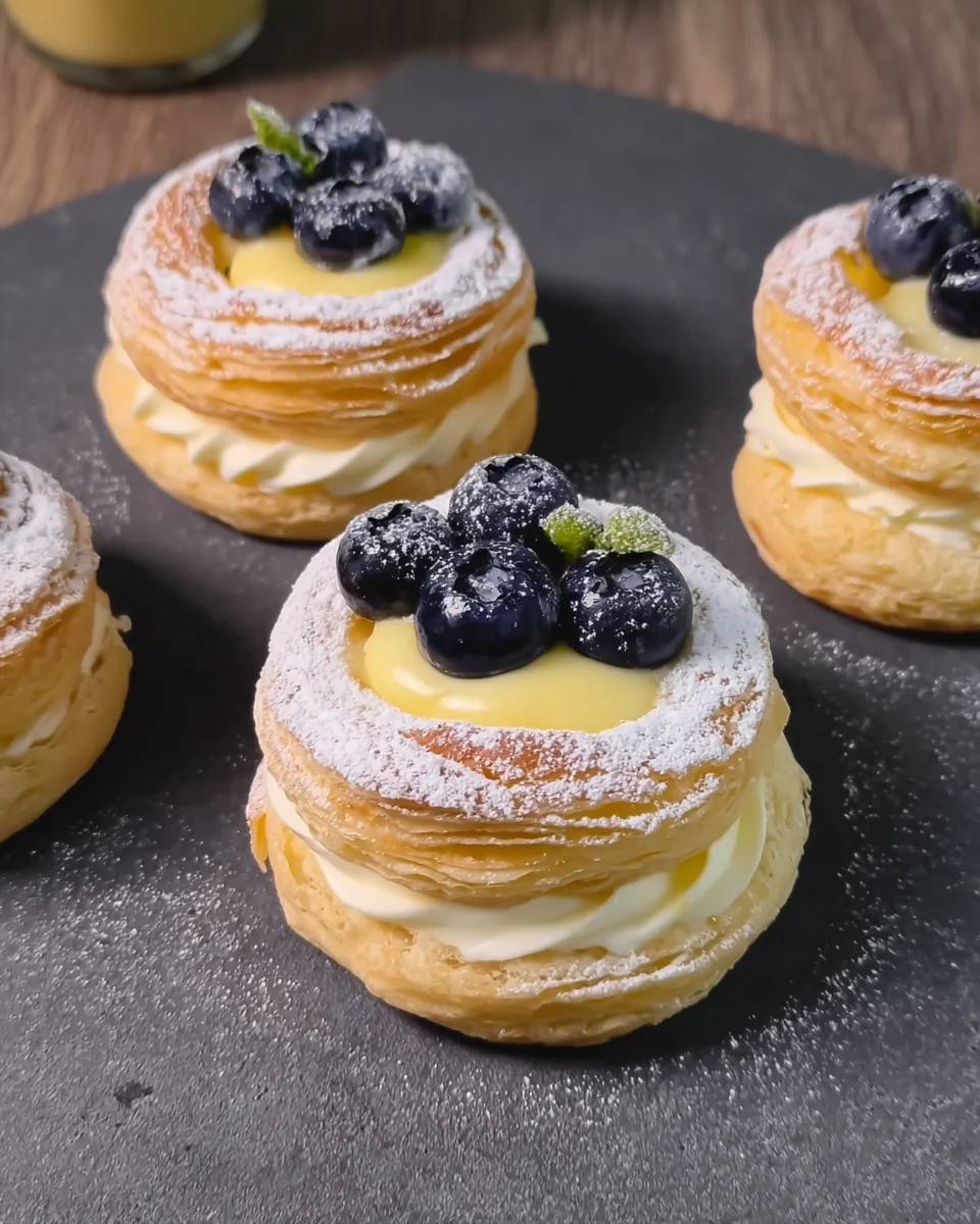 Blueberry Pastry Rings with Vanilla Cream Filling