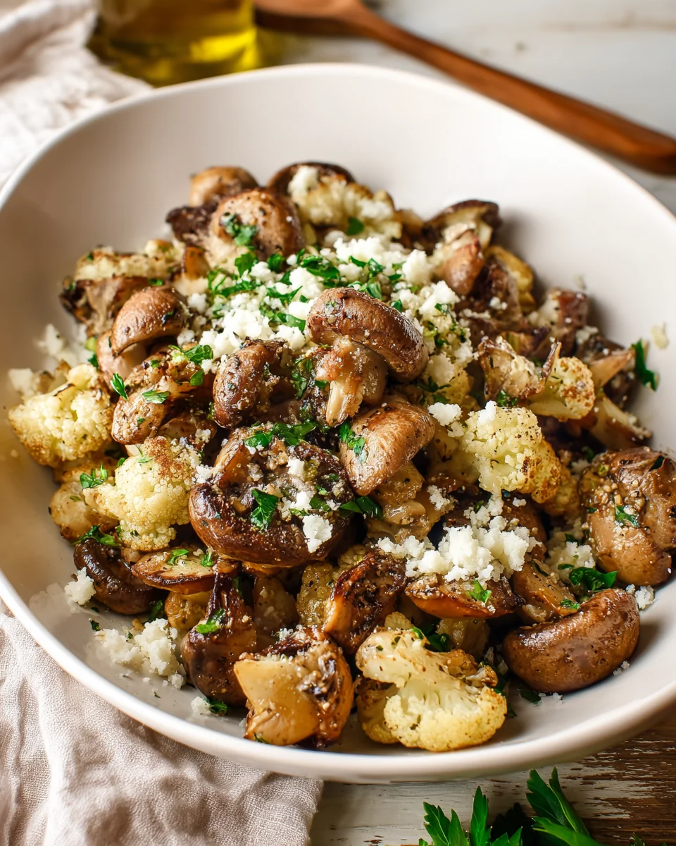 Sauteed Mushrooms and Cauliflower Crumbles