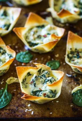 Spinach & artichoke wonton cups