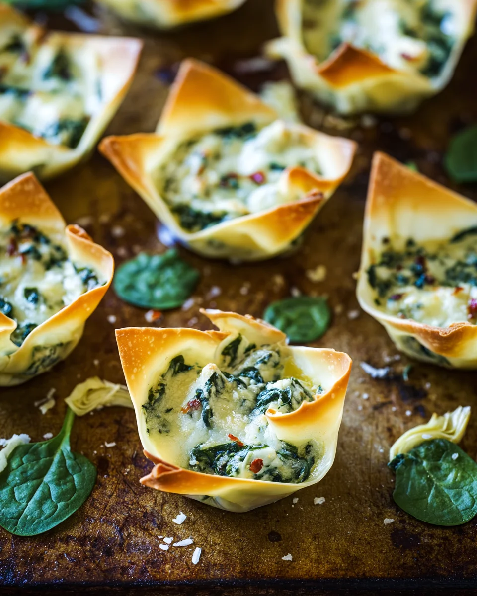 Spinach & artichoke wonton cups