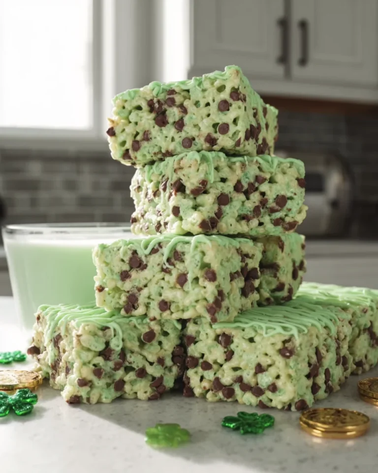 St. Patrick’s Day Mint Chocolate Chip Rice Krispie Treats