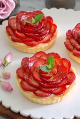 Strawberry Rose Tart with Custard Cream