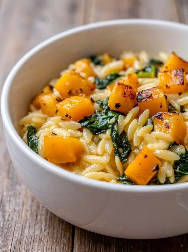 Butternut Squash Orzo with Spinach