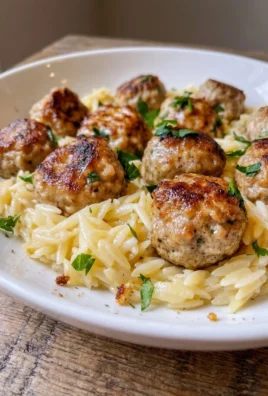 Lemon Chicken Ricotta Meatballs with Garlic Orzo