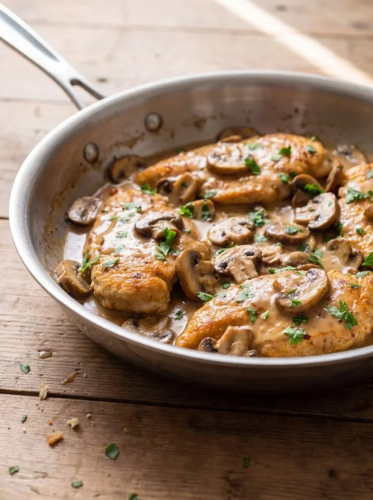Skillet Chicken and Mushroom Wine Sauce